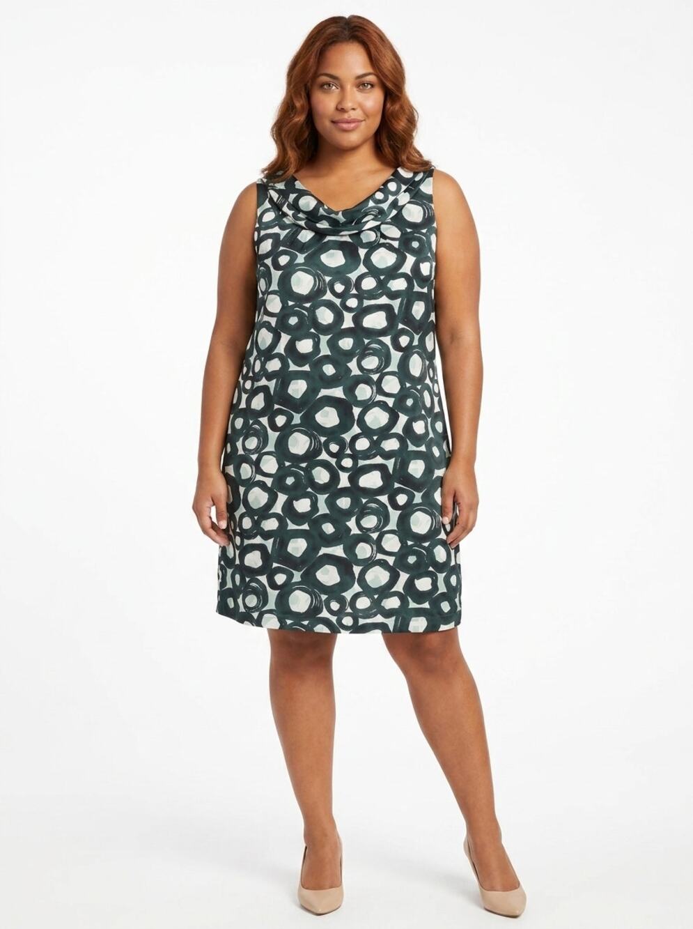 New York & Company 100% Silk Knee Length Cowl Neck Dress Women Size 14
